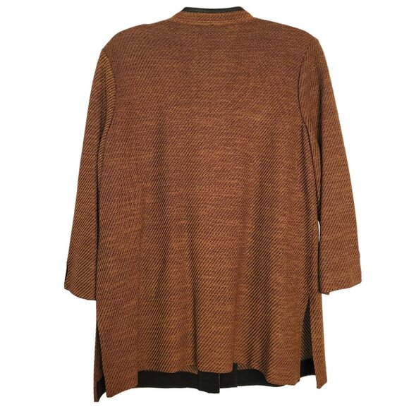 Misook Faux Leather Trim Knit Cardigan Jacket - Picture 2 of 7